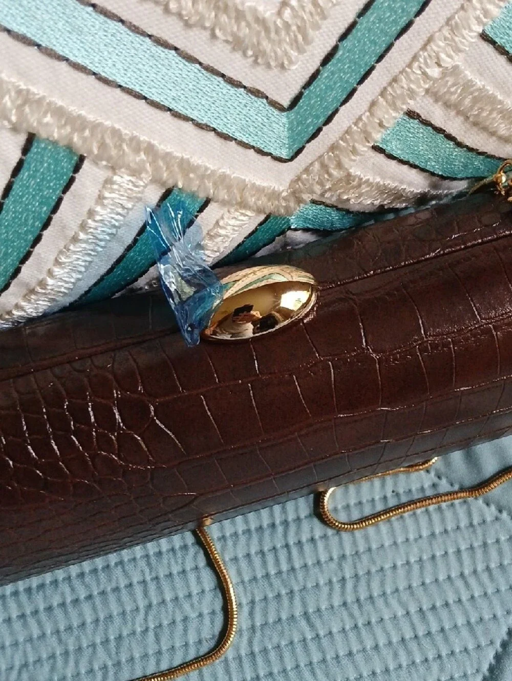 Brown Embossed Clutch!